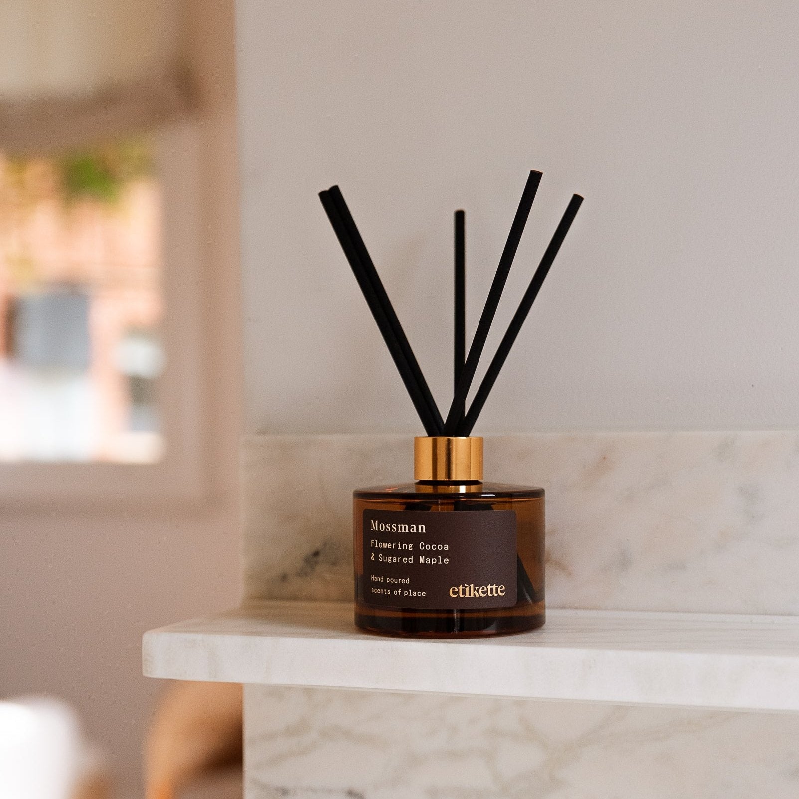 Etikette Reed Diffuser Gold Edition 'Mossman' Eco Reed Diffuser in Flowering Cocoa & Sugared ...
